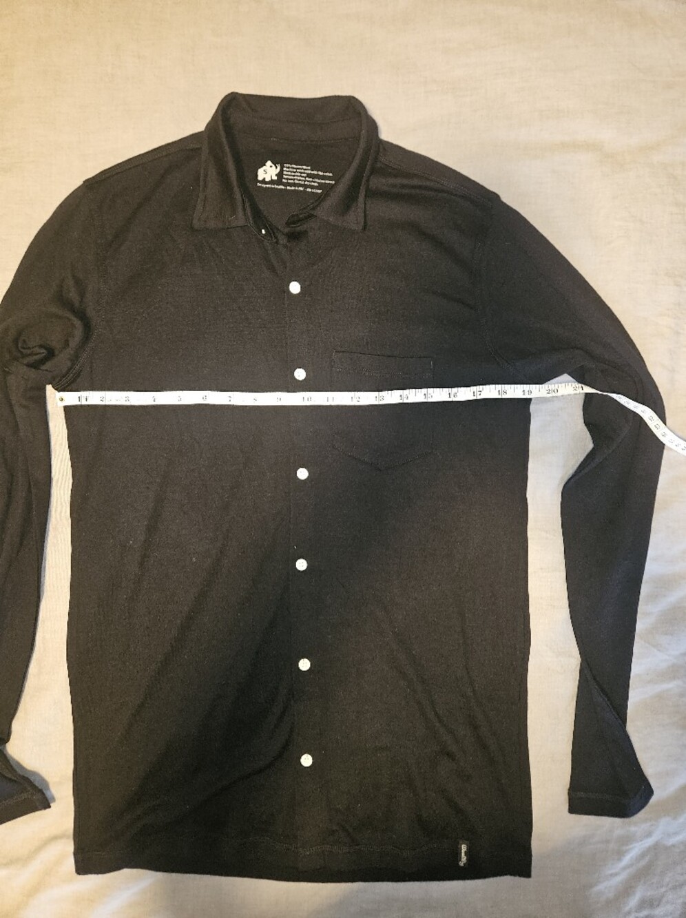 Woolly Merino Wool Casual Black Button-Down Shirt